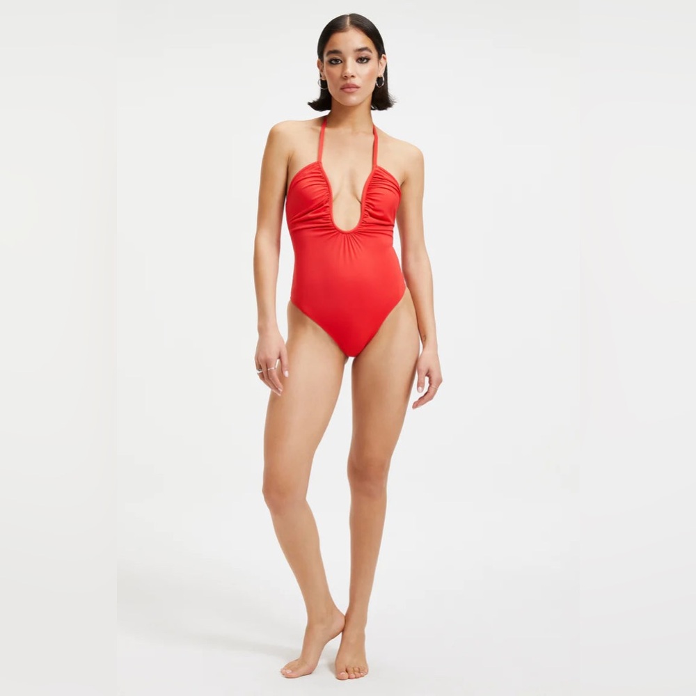Good American Leilani Halter Neck Red One-Piece Swimsuit size XL NWT $130
